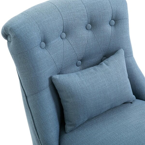 Wyld Haus Sese Vera Fabric Blue Tub Style Accent Chair With Pillow And Solid Wood Legs