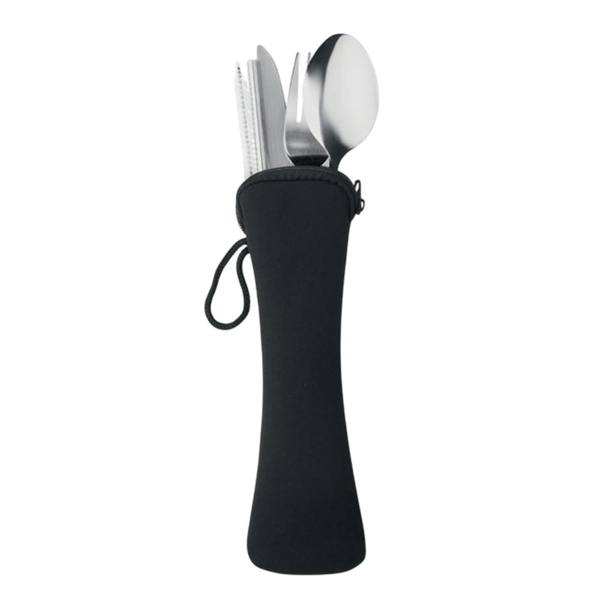 MidOcean 5 Service Reusable Stainless Steel Cutlery Set Set - Black - 