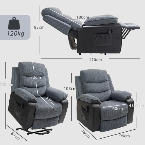 HOMCOM Riser Recliner Chair for Elderly, Electric Recliner Armchair, Brown