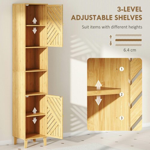 Wyld Haus Hami Bathroom Storage Cabinet With Bamboo Door And Multi Storage Layout Natural Finish