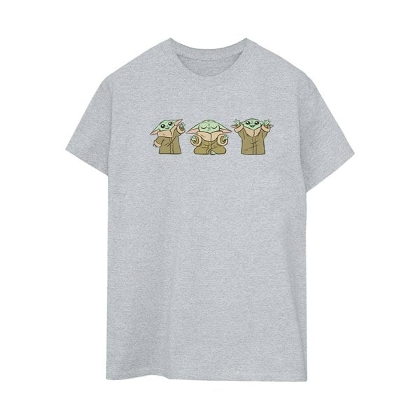 Star Wars Womens/Ladies The Mandalorian Grogu Poses Cotton Boyfriend T-Shirt - Sports Grey