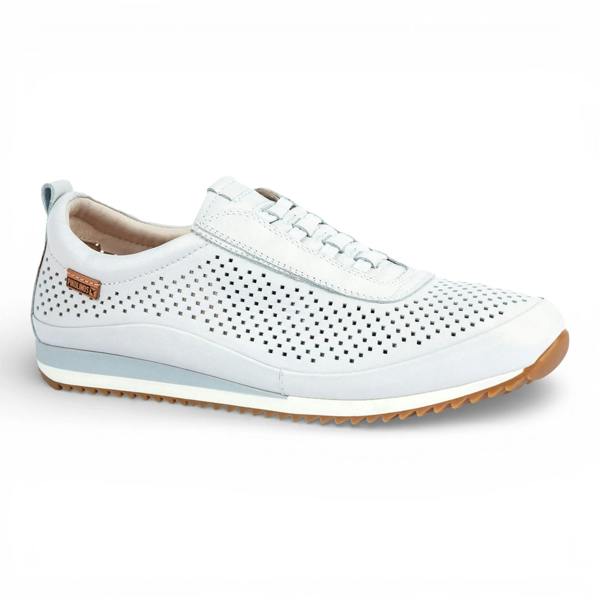 Pikolinos Liverpool - Men's White Leather Elastic Slip-on Sneakers
