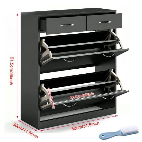 Havendro Black Shoe Cabinet Rack Wooden Shoes Storagoes e Stand Cupboard