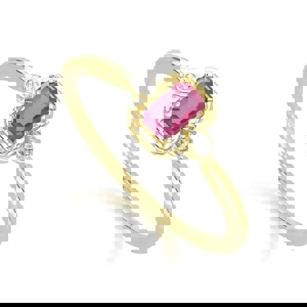 Gemondo Classic Ruby Baguette & Diamond Ring In 9ct Yellow Gold