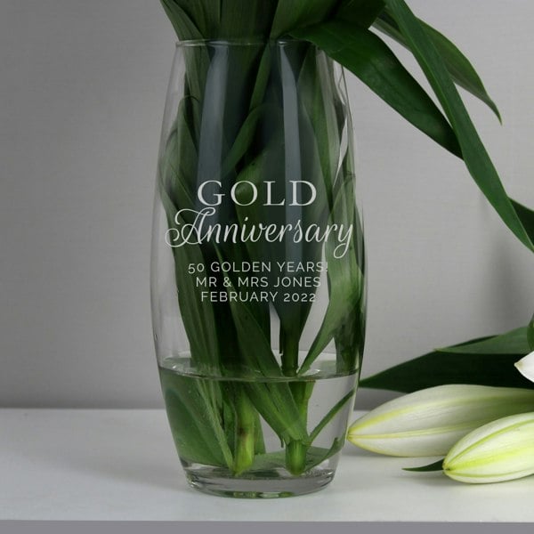 Personalised Memento Company Personalised 'Gold Anniversary' Bullet Vase
