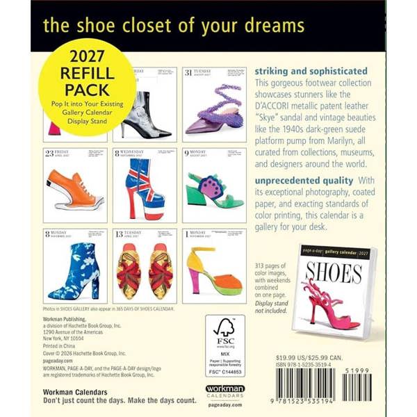 Shoes Gallery Refill Pack 2027, Desk Calendars, Day To View, Lifestyle, Gift