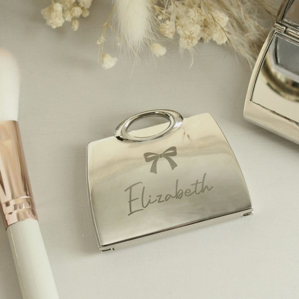 Personalised Memento Company Personalised Bow Handbag Compact Mirror