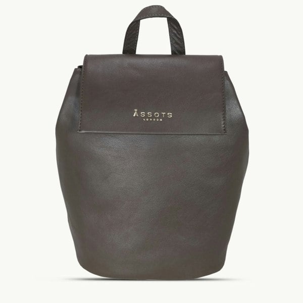 Assots London 'JERMYN' Classic Mokka Brown Full Grain Leather Flap-over Backpack