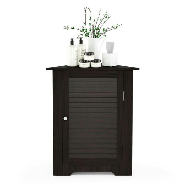 WALPLUS Indo Corner Louver Door Cabinet, Espresso | Elegant Interior Wall Decoration