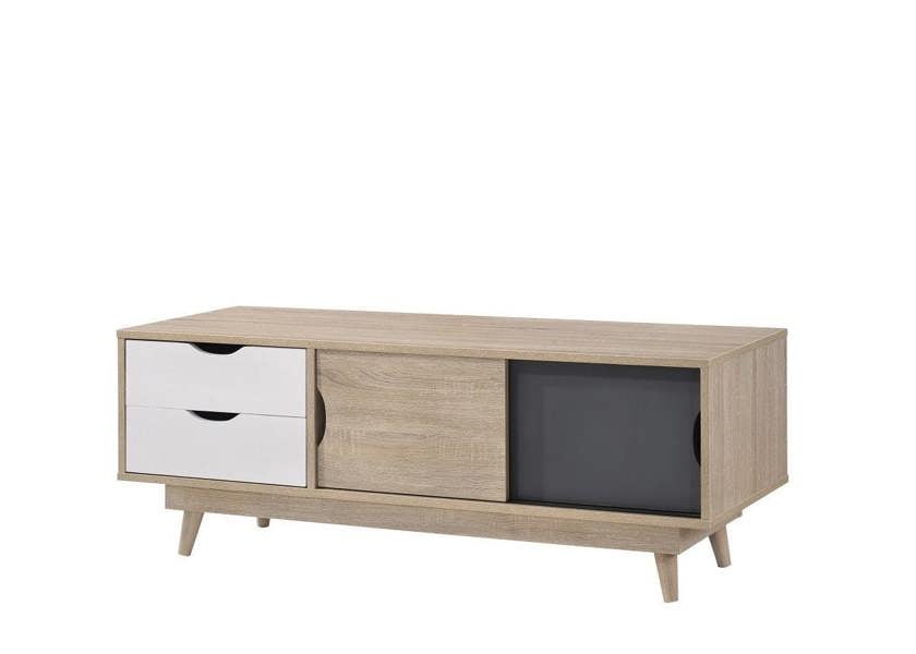 Timber Art Design Alford Scandinavian TV Unit Stand 120cm Media Cabinet +2 Drawers