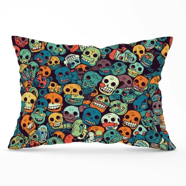 Warren Reed Smiling Skulls Pattern Cushions