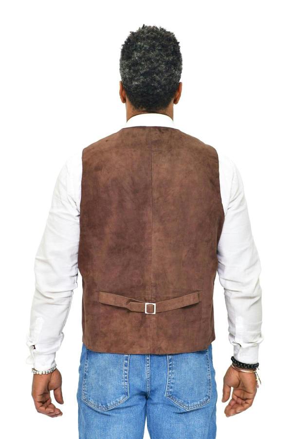 Infinity Leather Mens Classic Goat Suede Leather Waistcoat-Norwich