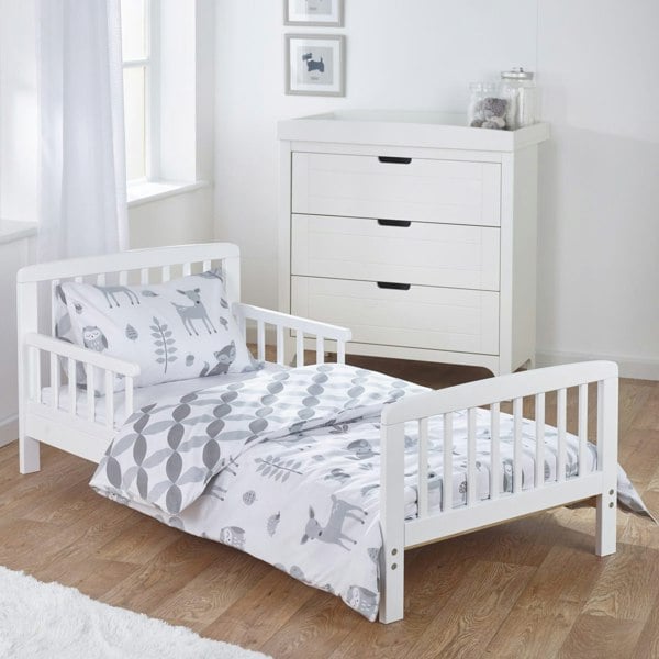 Kinder Valley 7 Pcs Woodland Tales Sydney White Toddler Bed Bundle with Pocket Sprung Mattress