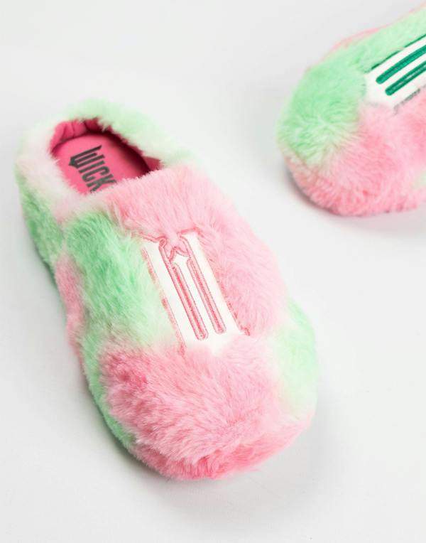 Wicked Womens Multicoloured Logo Mule Slippers