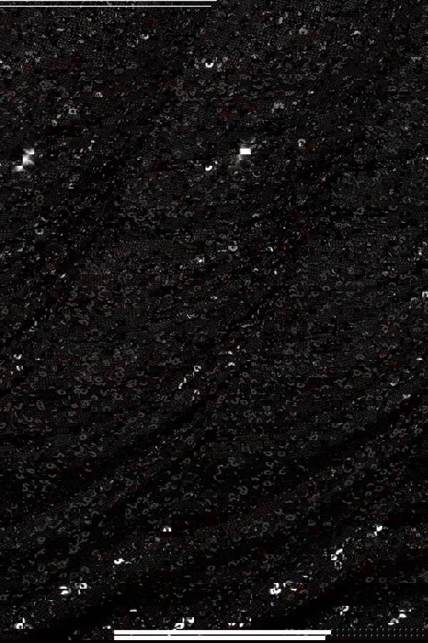 Sequin Cowl One Shoulder Midi Dress - Black DR4529M