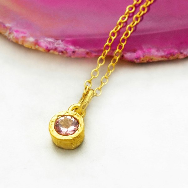 Tourmaline October Birthstone 18kt Gold plated Silver Necklace