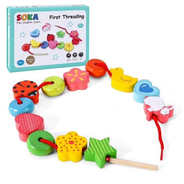Dyzi First Threading Colourful Shape Lacing Learning Toy
