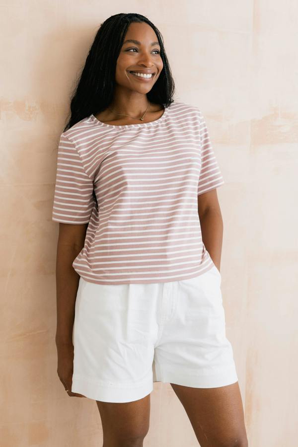 Lily & Me Kite Boxy Stripe T-Shirt Soft Pink