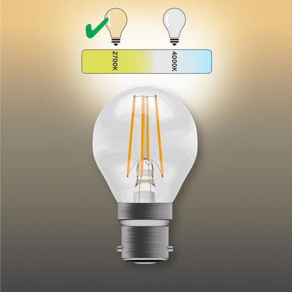 BELL Lighting B22 Dimmable Filament LED Golf Ball Bulbs, Warm White 2700K ,  4.5W , 40W Halogen Replacement , Bayonet Cap