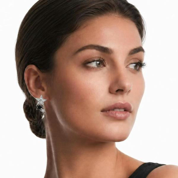 Gold Trip Star Asymmetric Drop Clip On Earrings