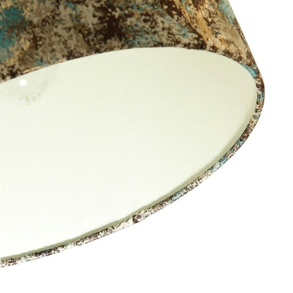 Graphic Designer Round Drum Lamp Shade in Teal Cream and Taupe Colours Image 4
