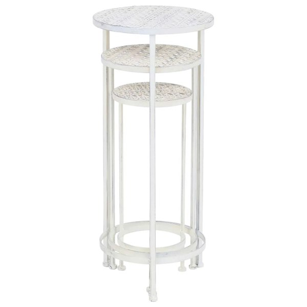 Berkfield Plant Stand Set 3 Pieces Vintage Style Metal Antique White