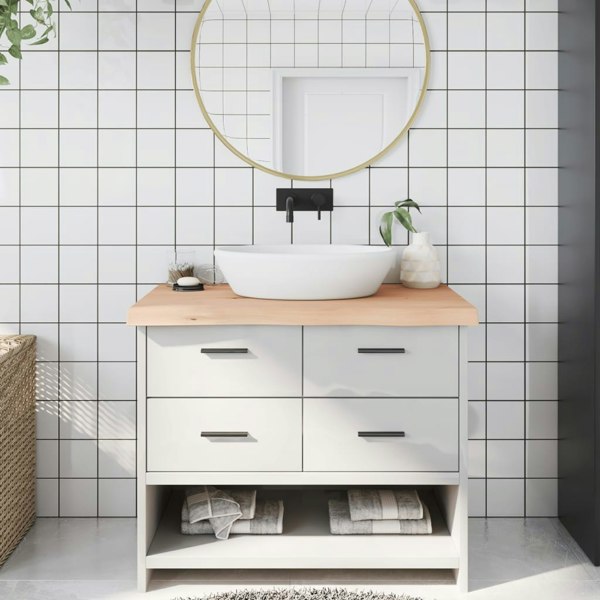 Berkfield Bathroom Countertop 100x50x6 cm Untreated Solid Wood