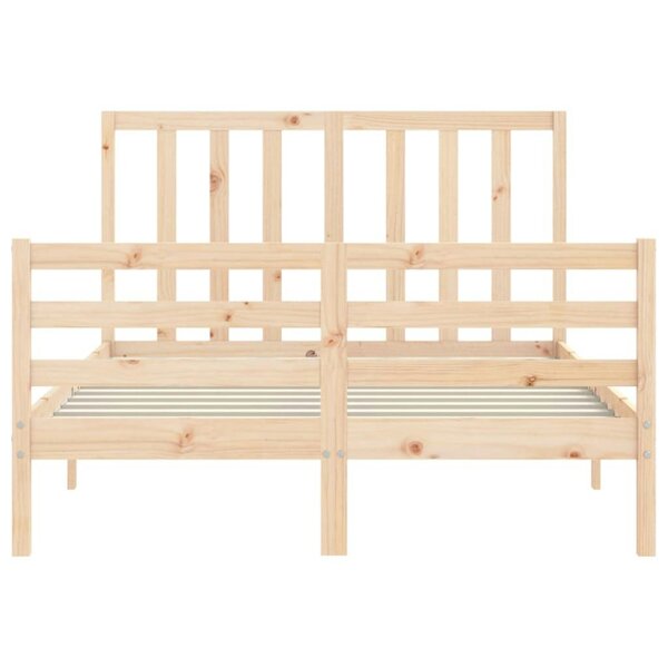 Berkfield Bed Frame with Headboard Double Solid Wood
