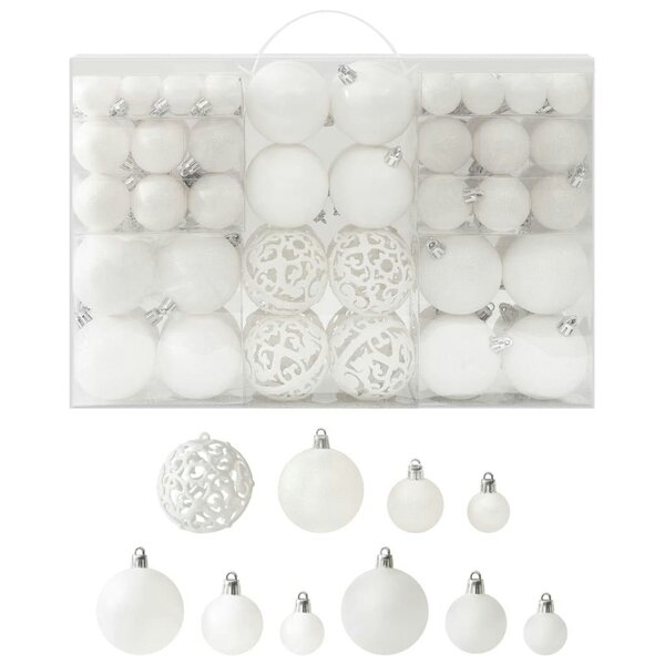 Berkfield 100 Piece Christmas Ball Set White