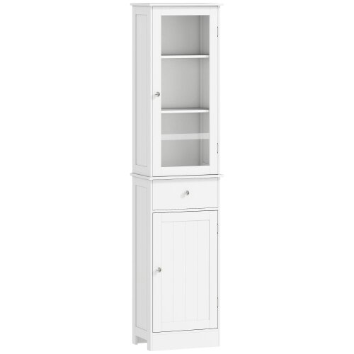 Wyld Haus Ramila Tall Bathroom Storage Cabinet With Shelves Drawer And Door In White