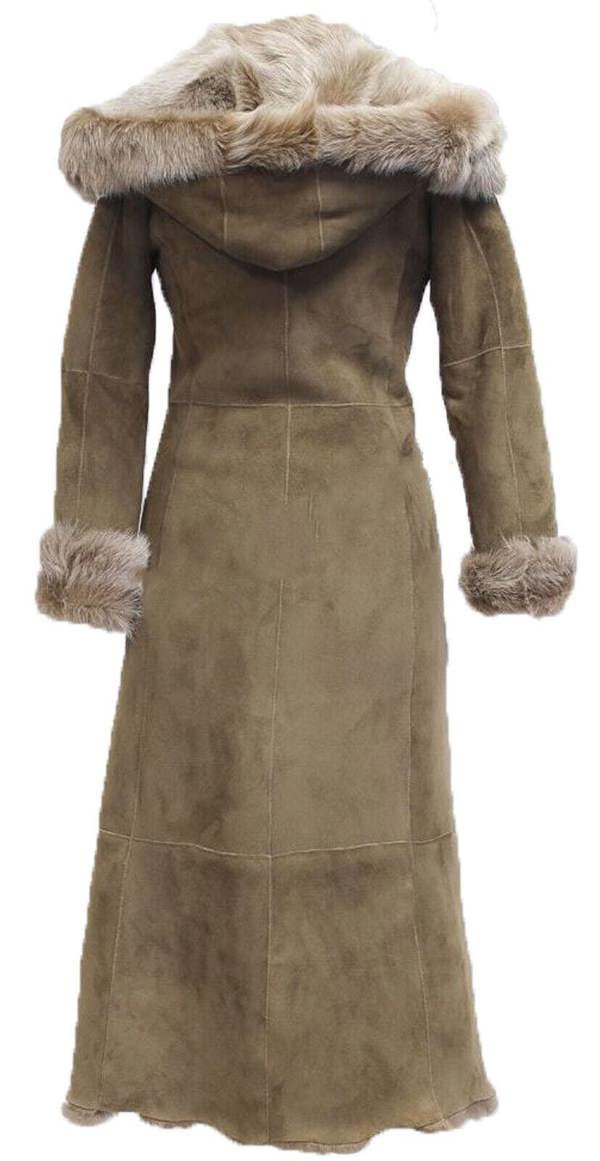 Infinity Leather Womens Suede Toscana Sheepskin Hooded Trench Coat-Fribourg