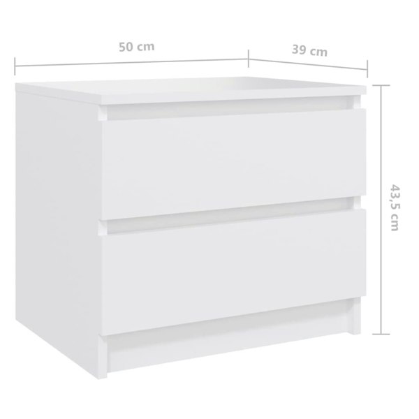 Berkfield Bed Cabinets 2 pcs White 50x39x43.5 cm Engineered Wood