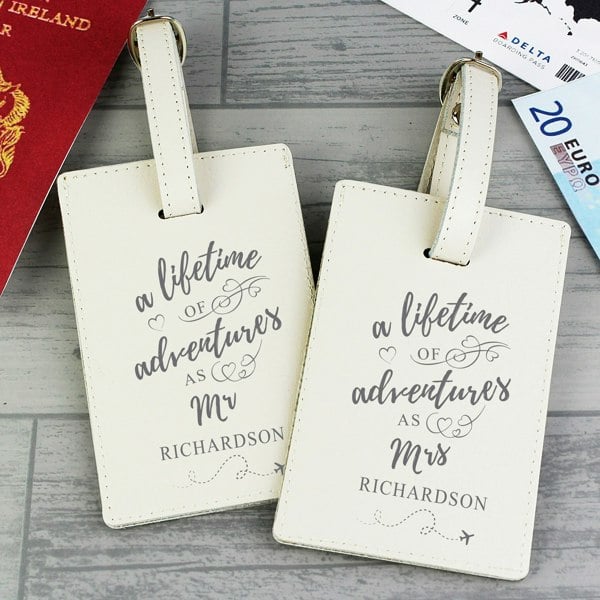 Personalised Memento Company Personalised 'Lifetime of Adventures' Couples Luggage Tags