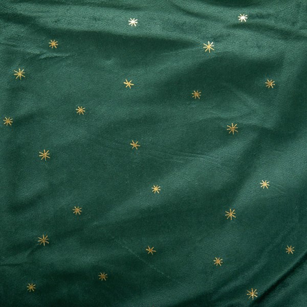 Samuel Alexander 1.2m Soft Dark Green Velour Christmas Tree Skirt with Gold Star Print