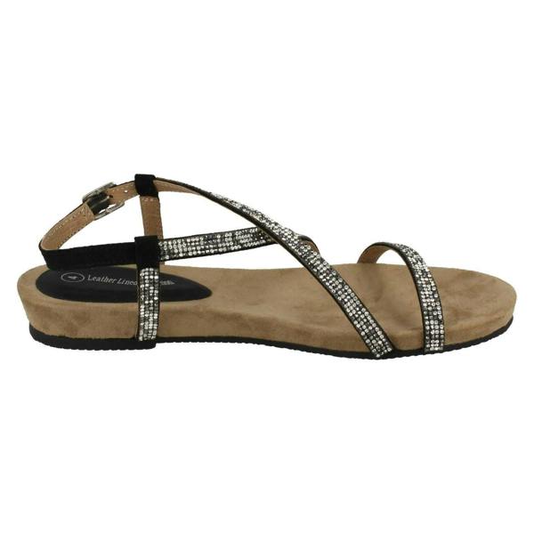 Leather Collection Ladies Leather Collection Diamante X Strap Sandals