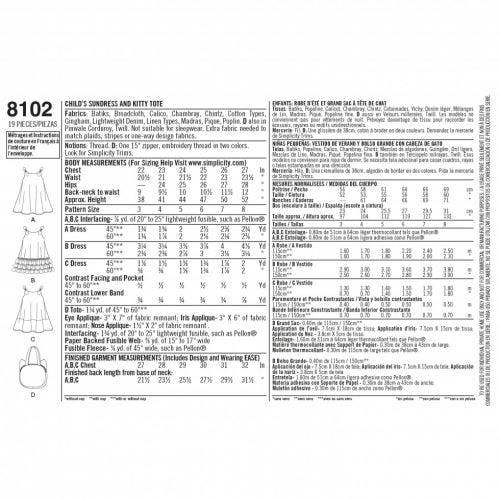 Simplicity Sewing Pattern 8102, Bags, Dresses for Kids, A (3-4-5-6-7-8) - Easy