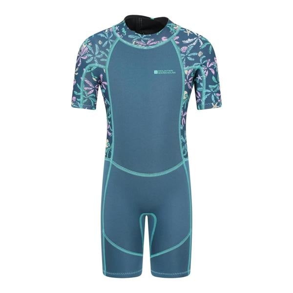 Mountain Warehouse Childrens/Kids Shorty Printed Wetsuit - Dark Teal - 