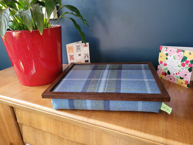 Made in the Mill Luxury Blue Westie Tweed Lap Tray With Bean Bag