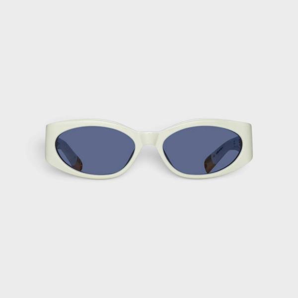 Supplied Fashion Linda Farrow Ovalo oval sunglasses in white with dark tinted lenses and a sleek designer frame.