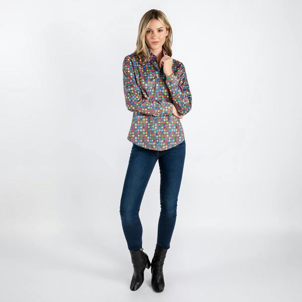 MULTICOLOUR SMALL POLKADOT WOMENS PRINT SHIRT - Premium Men's Patterned Shirt by Claudio Lugli | Bold Design, Tailored Fit, Best Printed Shirts