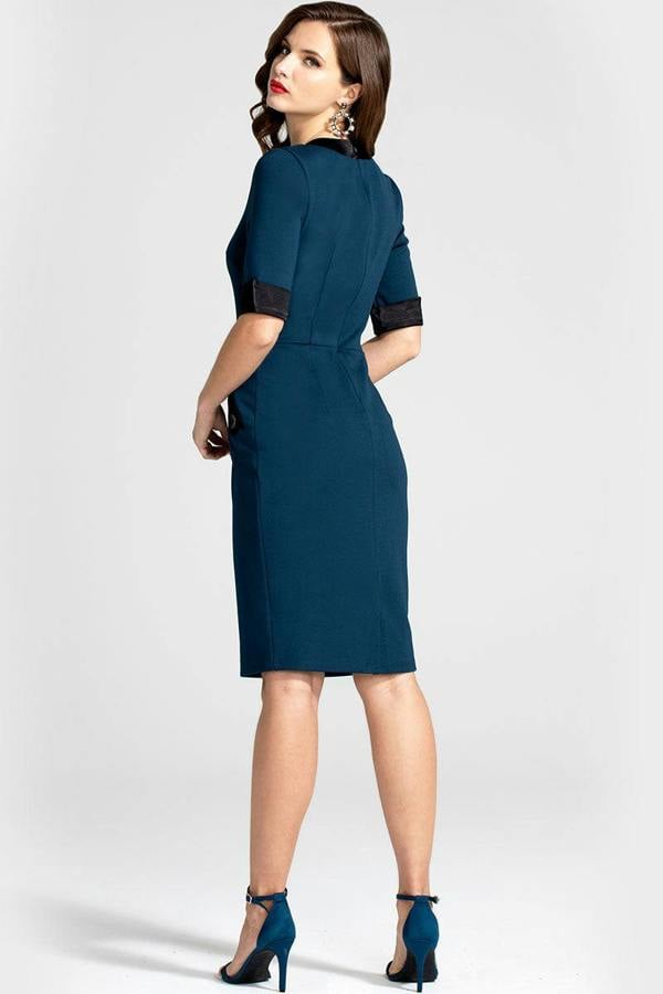 HotSquash Contrast Collar Short-Sleeved Dress