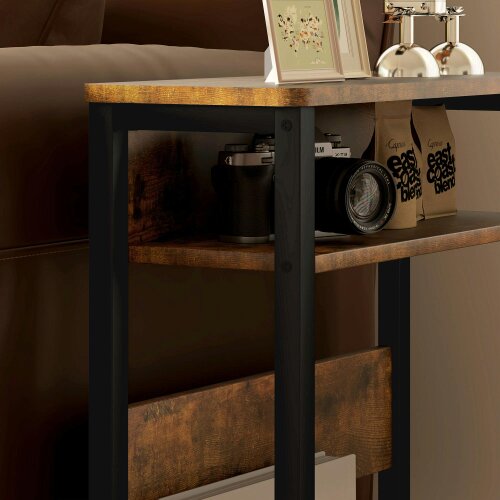 Wyld Haus Novizi Metal And Wooden Black And Brown Industrial Style Side Table