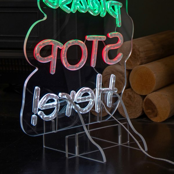 Samuel Alexander 35cm Light up Santa Please Stop Here Neon Christmas Sign