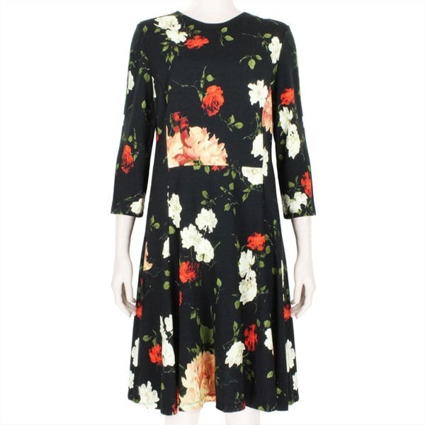 Erdem Dione dress in black jersey with a multicoloured floral print