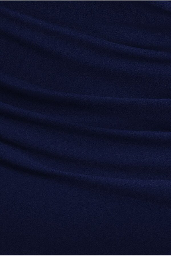 Goddiva Plus Scuba Crepe Off Shoulder Front Split Maxi Dress - Navy Blue by Goddiva Plus