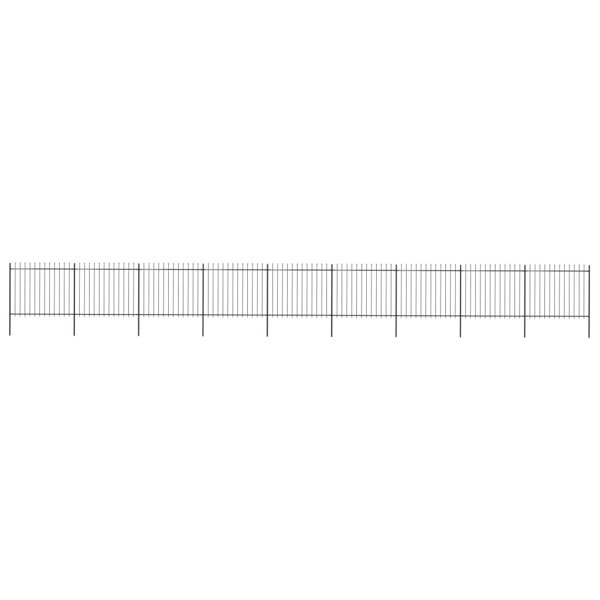 Berkfield Garden Fence with Spear Top Steel 15.3x1.5 m Black