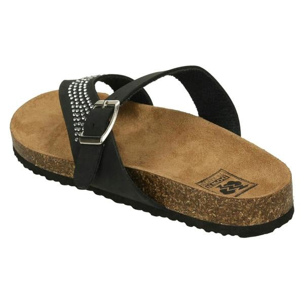 Down to Earth Ladies Down To Earth Diamante Toe Loop Sandals