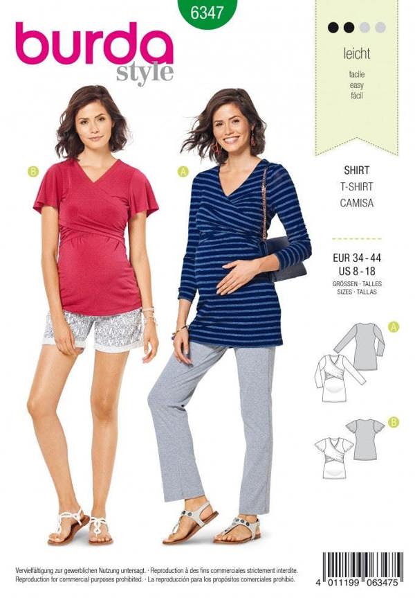 Burda Sewing Pattern 6347 Tops and Tunics For Women, 8 to 18 - Easy