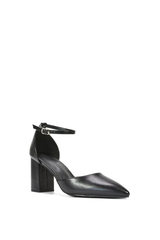 XY LONDON Ankle Strap Block Heel Court Shoes