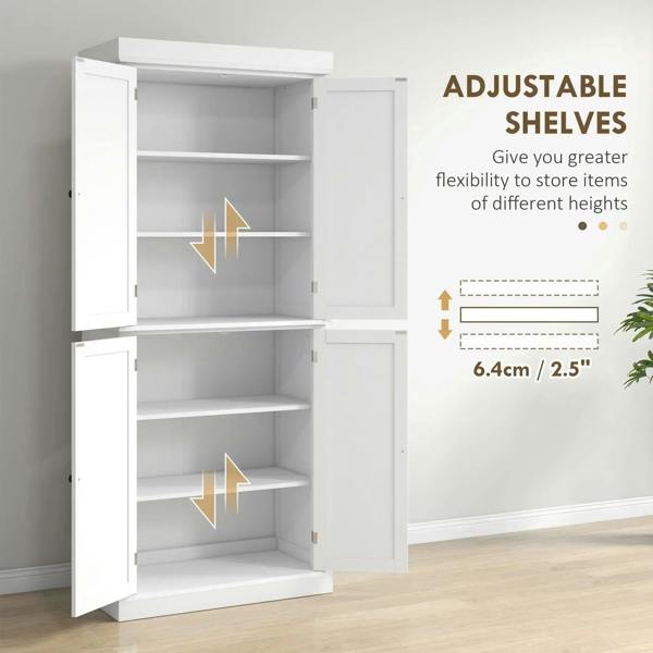 White cabinet interior with adjustable shelves and two open door panels